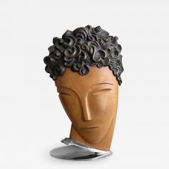  Hagenauer Hagenauer Wood and Bronze Head Sculpture - 3493446