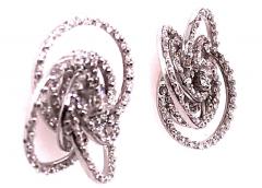  Hammerman Brothers 18 Karat White Gold Diamond Flower Swirl Stud Earrings by H2 at Hammerman - 2695799