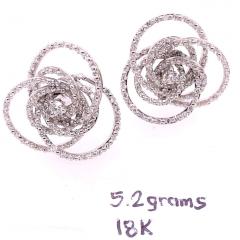  Hammerman Brothers 18 Karat White Gold Diamond Flower Swirl Stud Earrings by H2 at Hammerman - 2695807