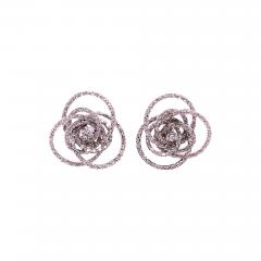  Hammerman Brothers 18 Karat White Gold Diamond Flower Swirl Stud Earrings by H2 at Hammerman - 2700713