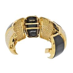  Hammerman Brothers HAMMERMAN BROTHERS 18K YELLOW GOLD 26 CARAT BLACK AGATE LARGE BANGLE BRACELET - 2444482