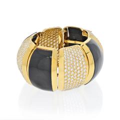  Hammerman Brothers HAMMERMAN BROTHERS 18K YELLOW GOLD 26 CARAT BLACK AGATE LARGE BANGLE BRACELET - 2444483