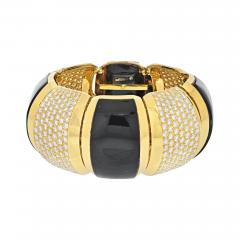  Hammerman Brothers HAMMERMAN BROTHERS 18K YELLOW GOLD 26 CARAT BLACK AGATE LARGE BANGLE BRACELET - 2450925