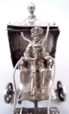  Hanau Antique German Hanau Rococo Silver Horse Drawn Cinderella Coach - 4424486