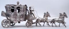  Hanau Antique German Hanau Rococo Silver Horse Drawn Cinderella Coach - 4424488