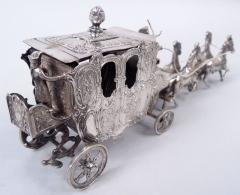  Hanau Antique German Hanau Rococo Silver Horse Drawn Cinderella Coach - 4424489