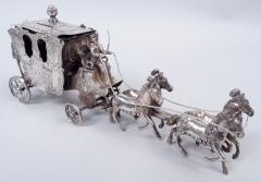  Hanau Antique German Hanau Rococo Silver Horse Drawn Cinderella Coach - 4424493