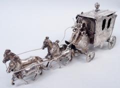  Hanau Antique German Hanau Rococo Silver Horse Drawn Cinderella Coach - 4424494