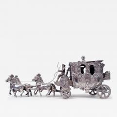  Hanau Antique German Hanau Rococo Silver Horse Drawn Cinderella Coach - 4426833