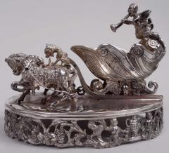  Hanau Antique German Hanau Rococo Silver Horse Drawn Sleigh Open Salt - 4341268