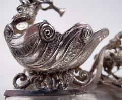  Hanau Antique German Hanau Rococo Silver Horse Drawn Sleigh Open Salt - 4341321