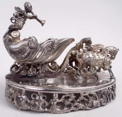  Hanau Antique German Hanau Rococo Silver Horse Drawn Sleigh Open Salt - 4341325