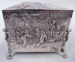  Hanau Antique German Hanau Silver Box with Scenes of Rustic Idyll - 4542858