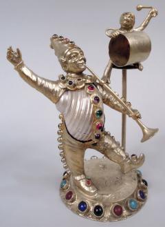  Hanau Antique German Hanau Silver Gilt Jeweled Musician Monkey Group - 4424605