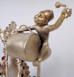  Hanau Antique German Hanau Silver Gilt Jeweled Musician Monkey Group - 4424703