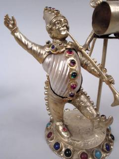  Hanau Antique German Hanau Silver Gilt Jeweled Musician Monkey Group - 4424704