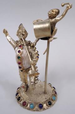  Hanau Antique German Hanau Silver Gilt Jeweled Musician Monkey Group - 4424706