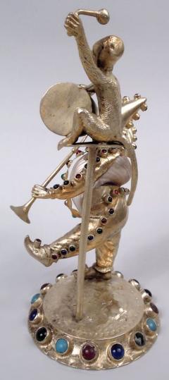  Hanau Antique German Hanau Silver Gilt Jeweled Musician Monkey Group - 4424708