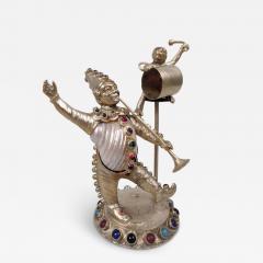  Hanau Antique German Hanau Silver Gilt Jeweled Musician Monkey Group - 4426853