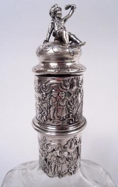  Hanau Pair of Antique German Hanau Rococo Silver Glass Decanters - 4156342