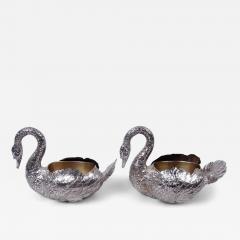  Hanau Pair of Antique German Hanau Silver Swan Bowls - 4534126