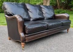  Hancock Moore English Regency Style Hartwell Espresso Color Leather Sofa Wesley Hall 3 Seater - 3136548