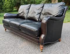  Hancock Moore English Regency Style Hartwell Espresso Color Leather Sofa Wesley Hall 3 Seater - 3136600