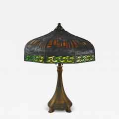  Handel Co Handel Bent Glass Panel Lamp with Tropical Motif - 4297222