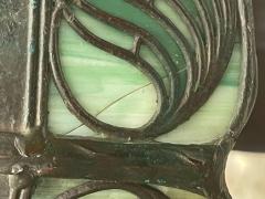 Handel Co Handel Co Arts and Crafts Palm Tree Table Lamp Art Glass Bronze 1900s - 4228139