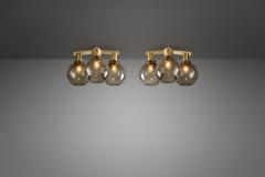  Hans Agne Jakobsson Pair of Hans Agne Jakobsson Pastoral 376 3 Ceiling Lights Sweden 1960s - 4057316