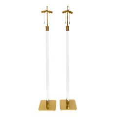  Hansen Lighting Co Hansen Pair Of Floor Lamps in Brass with Glass Rods 1960s Signed  - 3073053