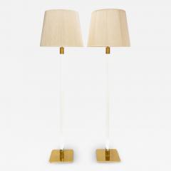  Hansen Lighting Co Hansen Pair Of Floor Lamps in Brass with Glass Rods 1960s Signed  - 3074669