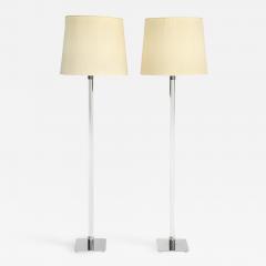  Hansen Lighting Co Hansen Pair of Special Order Glass Rod Floor Lamps 1960s Signed  - 2015751