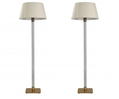  Hansen Lighting Co Pair of Mid Century Modern Glass Rod Brass Floor Lamps by Hansen of New York - 2606669