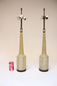  Hansen Lighting Co Pair of Tall Danish Modern Ceramic Lamps by Palshus for Hansen Lighting Company - 3121889