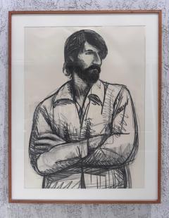  Harley Francis Large Harley Francis Self Portrait Drawing In Charcoal and Oil Stick - 4596161