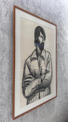  Harley Francis Large Harley Francis Self Portrait Drawing In Charcoal and Oil Stick - 4596166