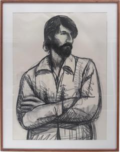  Harley Francis Large Harley Francis Self Portrait Drawing In Charcoal and Oil Stick - 4596377