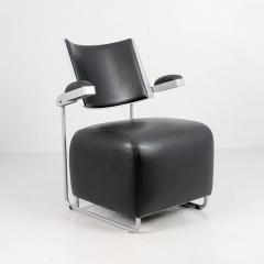  Harri Korhonen Modernist Sculptural Oscar Chair by Harri Korhonen in Black Leather Inno 1990s - 4470463