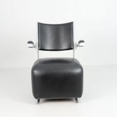 Harri Korhonen Modernist Sculptural Oscar Chair by Harri Korhonen in Black Leather Inno 1990s - 4470464