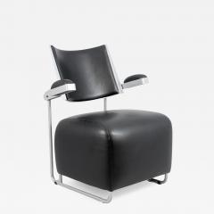  Harri Korhonen Modernist Sculptural Oscar Chair by Harri Korhonen in Black Leather Inno 1990s - 4475419