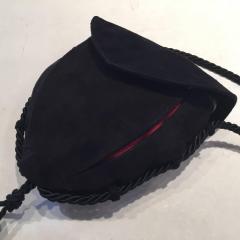  Harry Winston Rare Black and Red Suede Leather Trim Purse Pocketbook - 114579