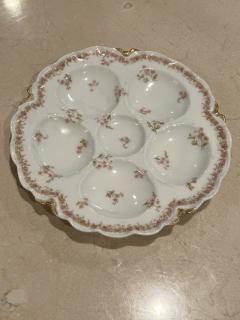  Haviland Co SET OF SIX EXQUISITE ANTIQUE FRENCH PORCELAIN FLORAL LIMOGES OYSTER PLATES - 3752783