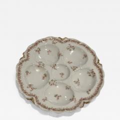  Haviland Co SET OF SIX EXQUISITE ANTIQUE FRENCH PORCELAIN FLORAL LIMOGES OYSTER PLATES - 3755805