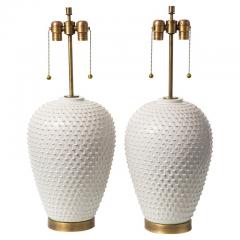  Hegnetslund Keramik Hegnetslund Table Lamps Ceramic White Textured Relief Signed - 2743102