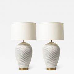  Hegnetslund Keramik Hegnetslund Table Lamps Ceramic White Textured Relief Signed - 2747831