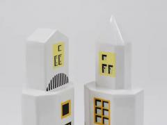  Heide Warlamis Heide Warlamis Postmodern Skyscraper Salt Pepper Shakers Vienna Collection 1990 - 4068352