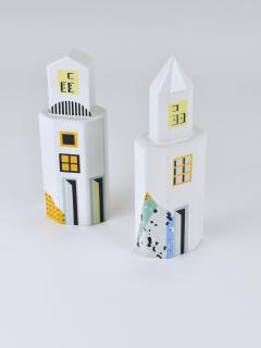  Heide Warlamis Heide Warlamis Postmodern Skyscraper Salt Pepper Shakers Vienna Collection 1990 - 4480386