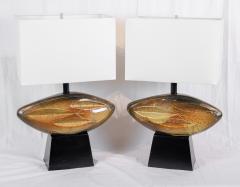  Heifetz Pair of Ceramic Piscine Table Lamps - 2964280