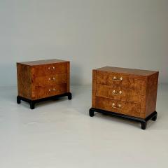  Hekman Furniture Company Pair of Mid Century Modern Burlwood Nightstands Chests Hekman Burlwood - 3378436